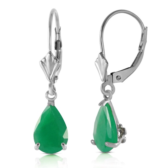 Galaxy Gold Products Jewelry - 14K. SOLID GOLD LEVERBACK EARRING WITH EMERALDS